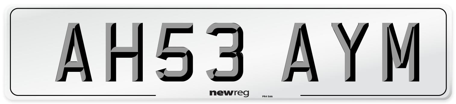 AH53 AYM Number Plate from New Reg